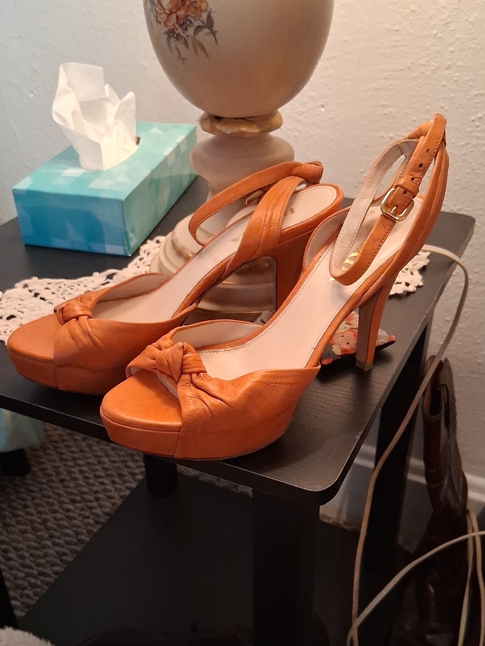 Prada Orange Knotted Slingback High Heels - Picture 2 of 8